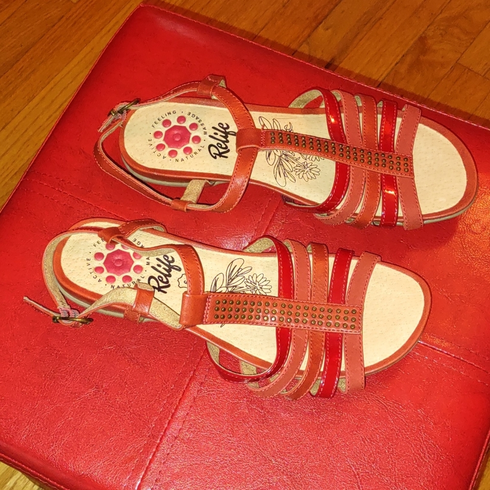 Red sandals, size 8 W from Simply Be